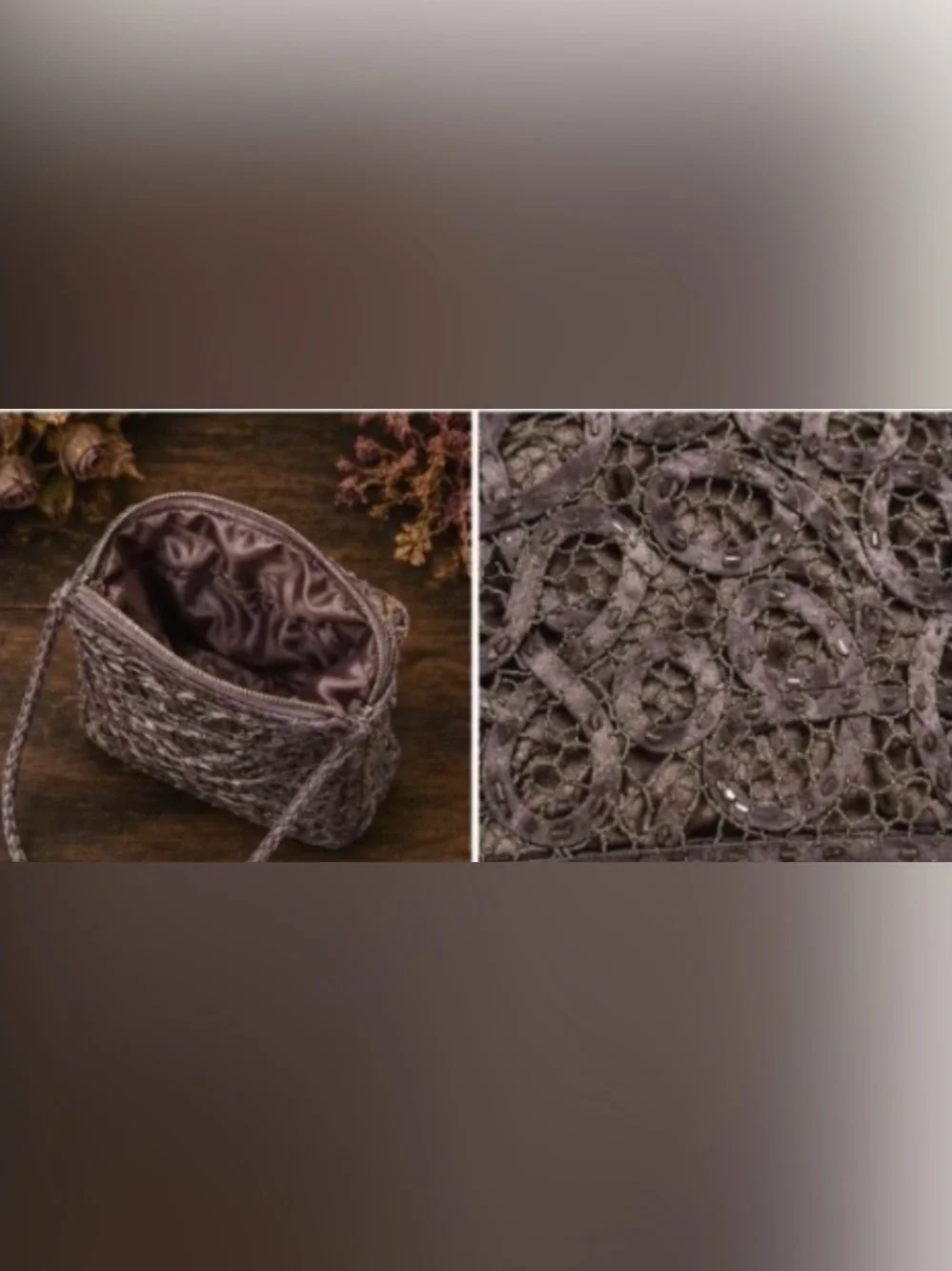 Gorgeous vintage inspired handmade lace inspired open work evening bag